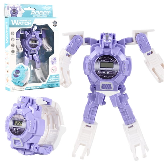 Purple Electronic Deformation Watch That Transforms Into Robot With Digital Display Purple Color Encourages Imagination