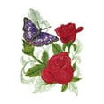 thumbnail image 1 of Purple Emperor Butterfly and Roses Embroidered Iron on/Sew Patch [6.85" X 4.86"], 1 of 3