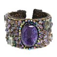 thumbnail image 1 of Purple Enchantment Oval Agate and Amethyst Handmade Cuff, 1 of 5