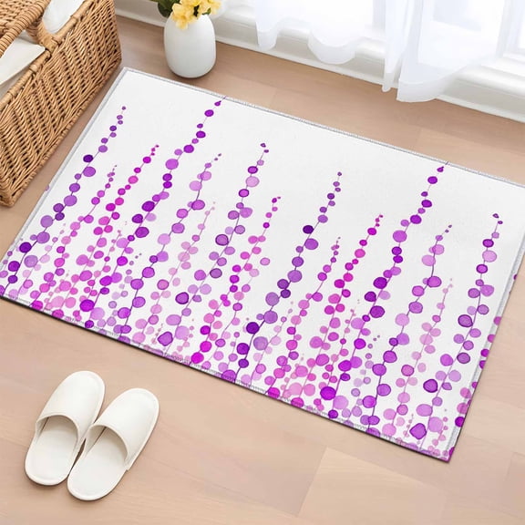 Purple Entryway Rug 2'x3' Non Slip Front Door Mats, Polka Dots Watercolor Abstract Art Entrance Rugs Indoor Outdoor Carpet, Washable Floor Mats Small Area Rug for Bedroom Kitchen