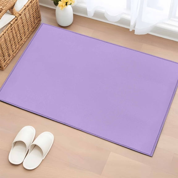 Purple Entryway Rugs 2'x3', Non Slip Area Rugs for Entrance Door, Modern Pure Lavender Purple Washable Low Pile Indoor Floor Carpet Doormat for Front Door Bathroom Kitchen Bedroom