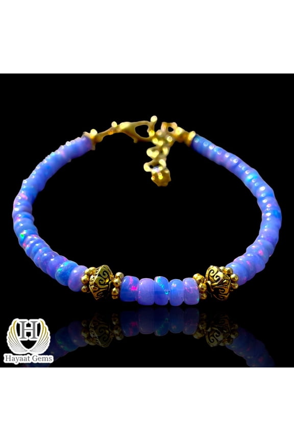 Purple Ethiopian Opal Bracelet, 925 Sterling Silver, 14k Gold Filled