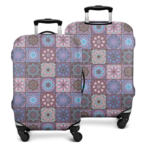 Purple Ethnic Geometric Patchwork Pattern Luggage Cover Fashion Suitcase Cover Baggage Covers Fit 25-28 Inch Luggage (Go Travel)