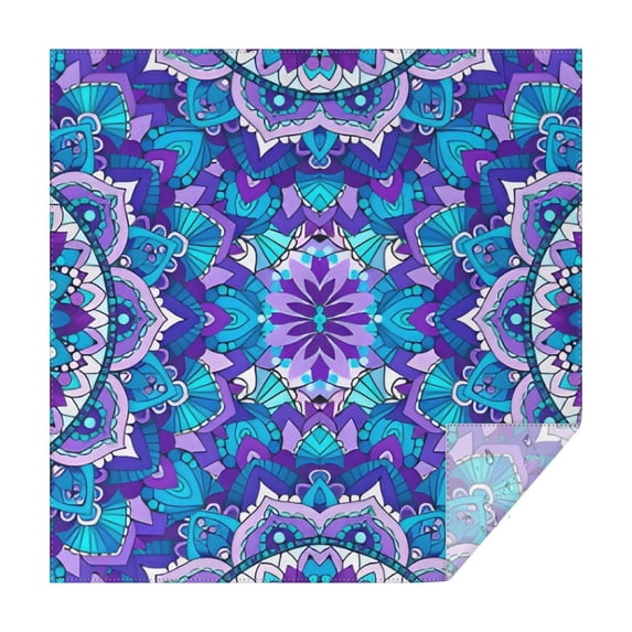 Purple Ethnic Mandala Pattern Square Tablecloth,Waterproof Square Table Cover,Wipeable Spillproof Washable Table Cover for Home Kitchen Party Decor 42"X42"(107x107cm)