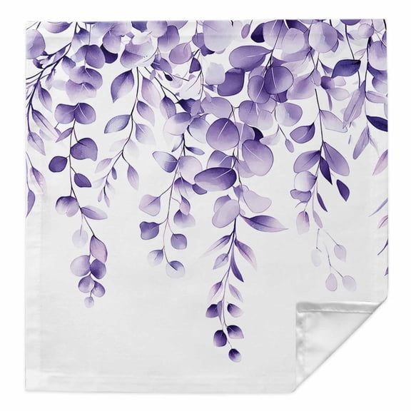 Purple Eucalyptus Cloth Napkins Washable Set of 1, Botanical Plant Rustic Branch Floral Reusable Dinner Table Napkins Cloth Bulk for Weddings Kitchen Restaurants Hotel Events Parties 20 x 20 Inch