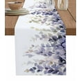 thumbnail image 1 of Purple Eucalyptus Leaves Burlap Cotton Table Runner 13x108 Inches Long, Rustic Watercolor Branch Farmhouse Table Runners, Outdoor Dining Tablecloths Decor for Baby Shower/Party/Wedding, 1 of 6