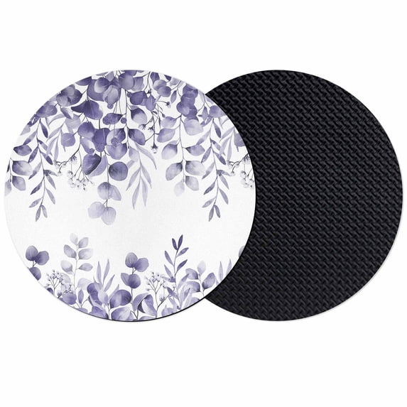 Purple Eucalyptus Leaves Coasters Set of 2, Absorbent Coasters for Drinks, Spring Summer Botanical Coaster for Desk Coffee Table Protection, Home Decor House Warming Gifts 4"