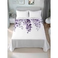 thumbnail image 1 of Purple Eucalyptus Leaves King Size Flat Sheet, Wrinkleproof & Fadeproof Cooling Flat Bed Sheet Only, Watercolor Botanical Summer Breathable Soft Bedding Top Sheets 105 x 98 Inches, 1 of 8
