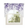 thumbnail image 1 of Purple Eucalyptus Leaves Kitchen Curtains Swag Valance for Windows/Bathroom/Cafe, Watercolor Spring Botanical Rod Pocket Drape Panel Swag Curtains Valance for Bedroom/Living Room 56"x36", 1 of 6
