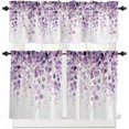 thumbnail image 1 of Purple Eucalyptus Leaves Kitchen Curtains and Valances Set, Rod Pocket Spring Botanical Branches Tier Curtains 24 Inch Length, 3 Piece Simple Short Cafe Drapes Watercolor Window Treatments Set, 1 of 6