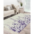 thumbnail image 1 of Purple Eucalyptus Leaves Large Area Rug 4x6ft Woven Runner Rug,Watercolor Spring Botanical Washable Living Room Bedroom Kitchen Bathroom Classroom Carpet with Tassels,Indoor Outdoor Throw Door Mat, 1 of 5