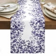 thumbnail image 1 of Purple Eucalyptus Leaves Table Runner - 120 Inch Long, Kitchen Dining Table Runner Dresser Scarves, Spring Summer Botanical Farmhouse Decor for Coffee Tables Wedding Party Banquet, 1 of 8