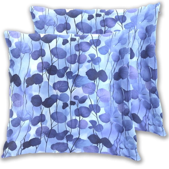 Purple Eucalyptus Leaves Throw Pillow Covers 16x16 Inch 2 Packs Decorative Square for Living Room Couch Bed Sofa