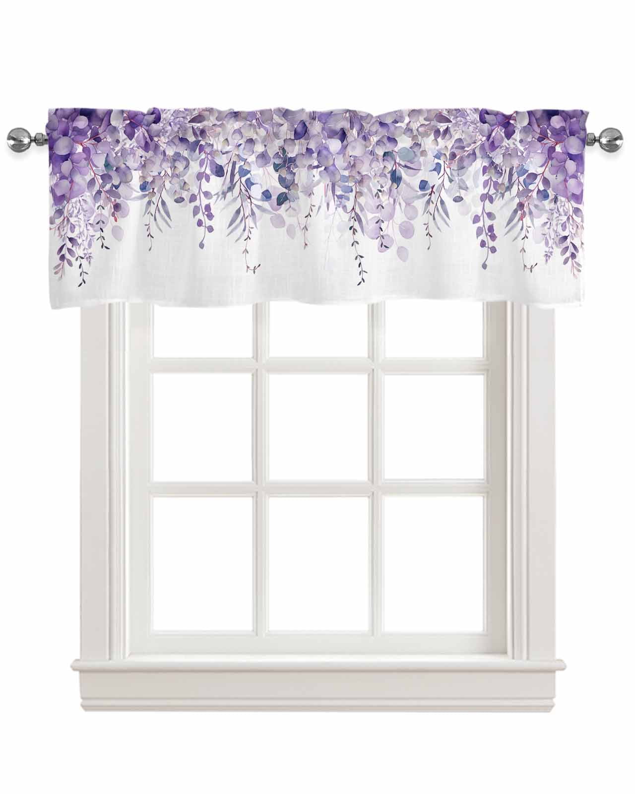 Purple Eucalyptus Linen Curtain Valance for Bedroom/Bathroom/Kitchen ...
