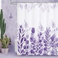 thumbnail image 1 of Purple Eucalyptus Shower Curtain, Plant Leaves Fabric Cloth Shower Curtains for Rustic Vintage Bathroom Decor, Modern Chic Botanical Shower Curtain, 72x72, 1 of 6