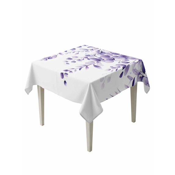Purple Eucalyptus Suqare Tablecloth - 60 x 60 Inch, Botanical Plant Rustic Branch Floral Waterproof & StainResistant Tablecloth, Washable Oil-proof Table Cover for Dining/Party/Wedding/Camping/Buffet