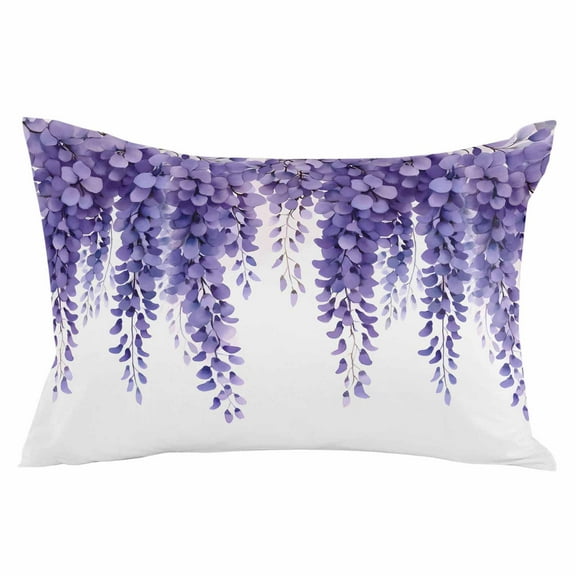 Purple Eucalyptus Throw Pillow Cover 20 x 36 Inch Decorative Pillow Cover Botanical Garden Flowers Lumbar Pillowcase Seasonal Rectangle Cushion Case for Couch Sofa Bed Living Room