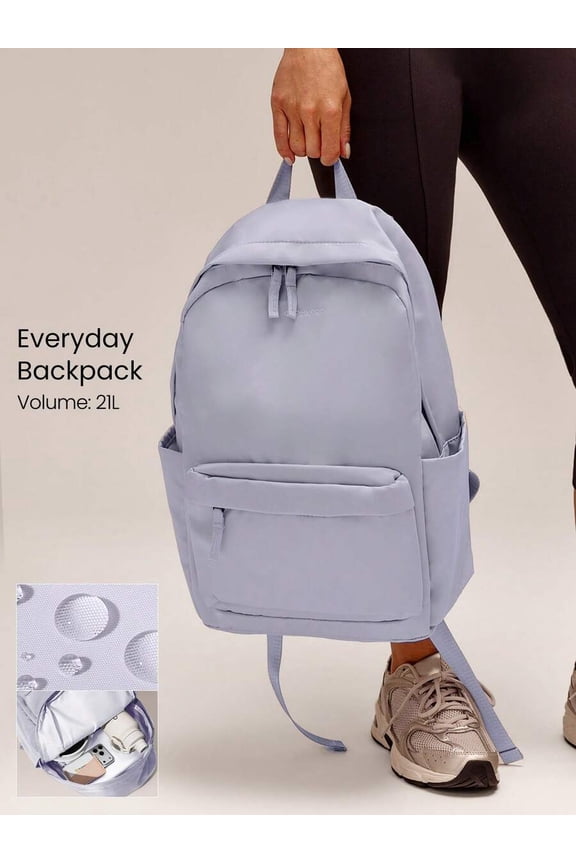 Purple Everyday Backpack 21L Water-Resistant Multi-Compartment Commuter Bag