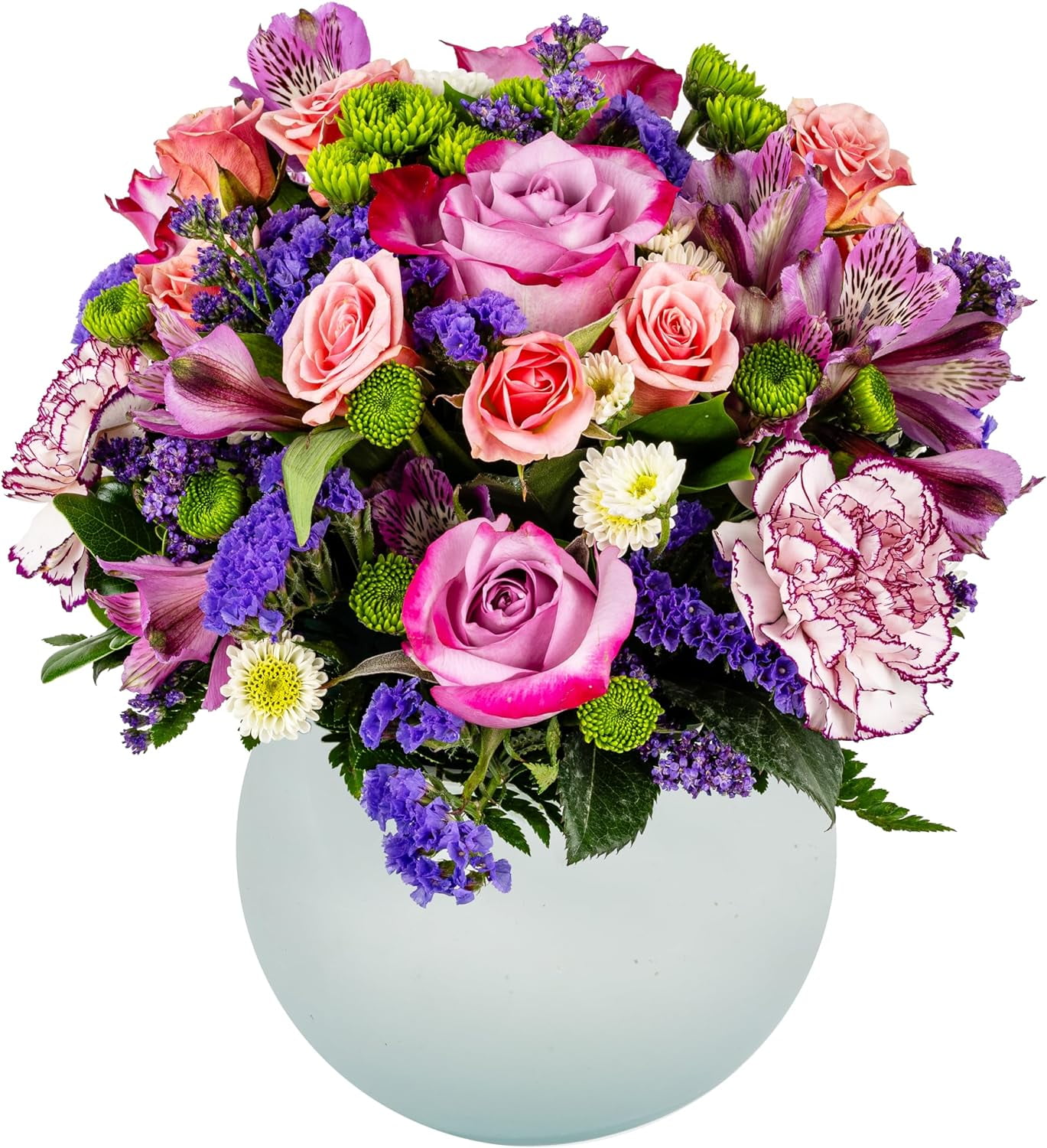 Purple Extravagance by Arabella Bouquets with a Free Elegant Hand-Blown Glass Vase (Fresh-Cut Flowers, Purple)