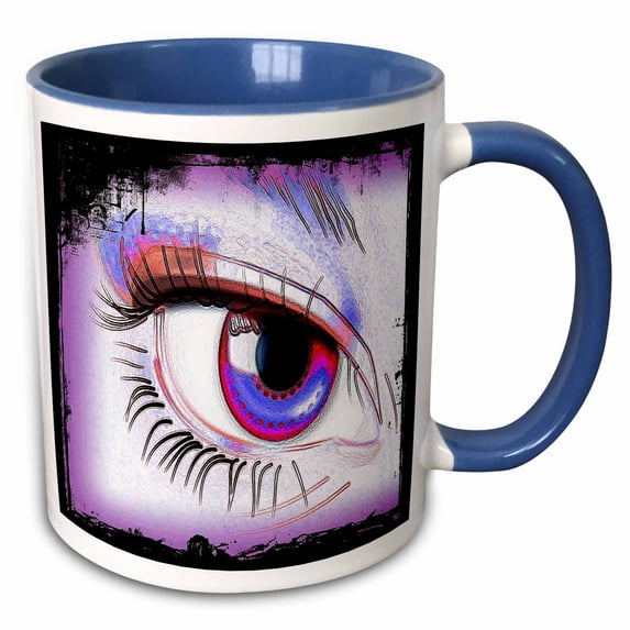 3drose, Purple Eye Art Beautiful Colors and Lashes, 11oz Two-tone Blue Mug