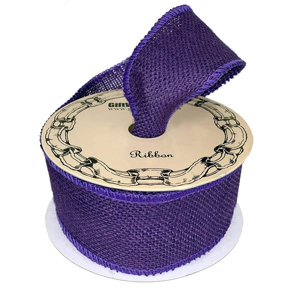 Purple Fabric Burlap Woven Ribbon - 2 1/2" x 10 Yards, Wired Edge, Christmas Tree Ribbon, Rustic Jute Decor, Mardi Gras, Halloween, Holiday Decor, Spring, Wreath, Garland, Swags
