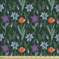 thumbnail image 1 of Purple Fabric by the Yard Upholstery, Abstract Symmetrical Drawn Colorful Various Flower Blossoms Poppies, Decorative Fabric for DIY and Home Accents, Forest Green and Multicolor by Ambesonne, 1 of 5