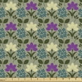 thumbnail image 1 of Purple Fabric by the Yard Upholstery, Retro Vintage Garden Botanical Numerous Repetitive Flowers Ornamental Layout, Decorative Fabric for DIY and Home Accents, Khaki Multicolor by Ambesonne, 1 of 5