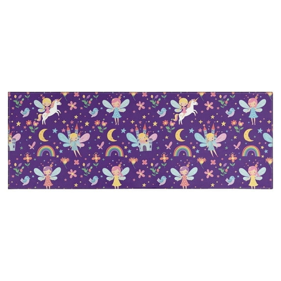 Purple Fairy Unicorn Pattern Kitchen Rug Mat,Kitchen Runner Rugs Non Skid Washable,Decorative Kitchen Floor Mats for Kitchen,Sink,Laundry,17"X47"