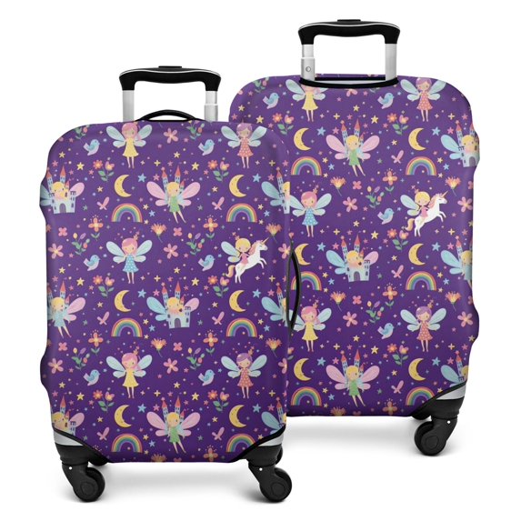 Purple Fairy Unicorn Pattern Luggage Cover Fashion Suitcase Cover Baggage Covers Fit 25-28 Inch Luggage (Go Travel)