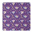 thumbnail image 1 of Purple Fairy Unicorn Pattern Square Fitted Tablecloth with Elastic Edge,Square Table Cover,Washable Elastic Table Cover for Home Kitchen Party Decor 34"x34", 1 of 6