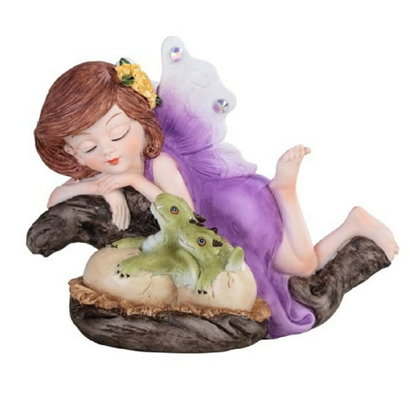 Purple Fairy With Cute Dragon Figurine
