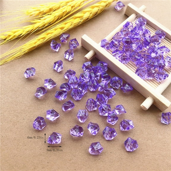 Purple Fake Ice Rocks, 200PCS Purple Holographic Acrylic Crushed Sparkling Purple Fake Diamonds Holographic Plastic Purple Gems Marble Vases Fillers Table Scatter Decoration