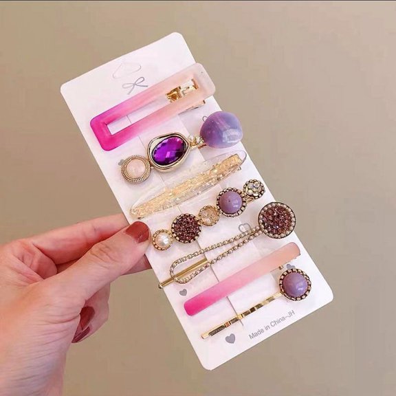 Purple Fantasy Hairpins Set Glitter Hair Clips for Special Occasions