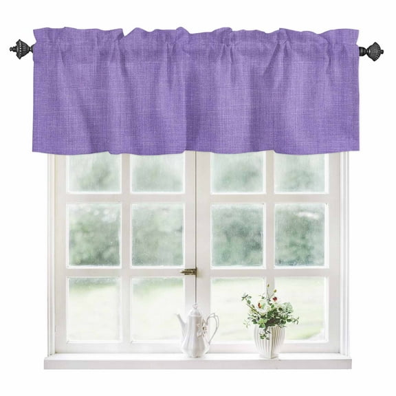Purple Farmhouse Kitchen Valances for Windows 60x18 Inch Kitchen Curtains Valances Rod Pocket Vintage Country Monochrome Textured Bathroom Window Valances for Window Treatment Decor