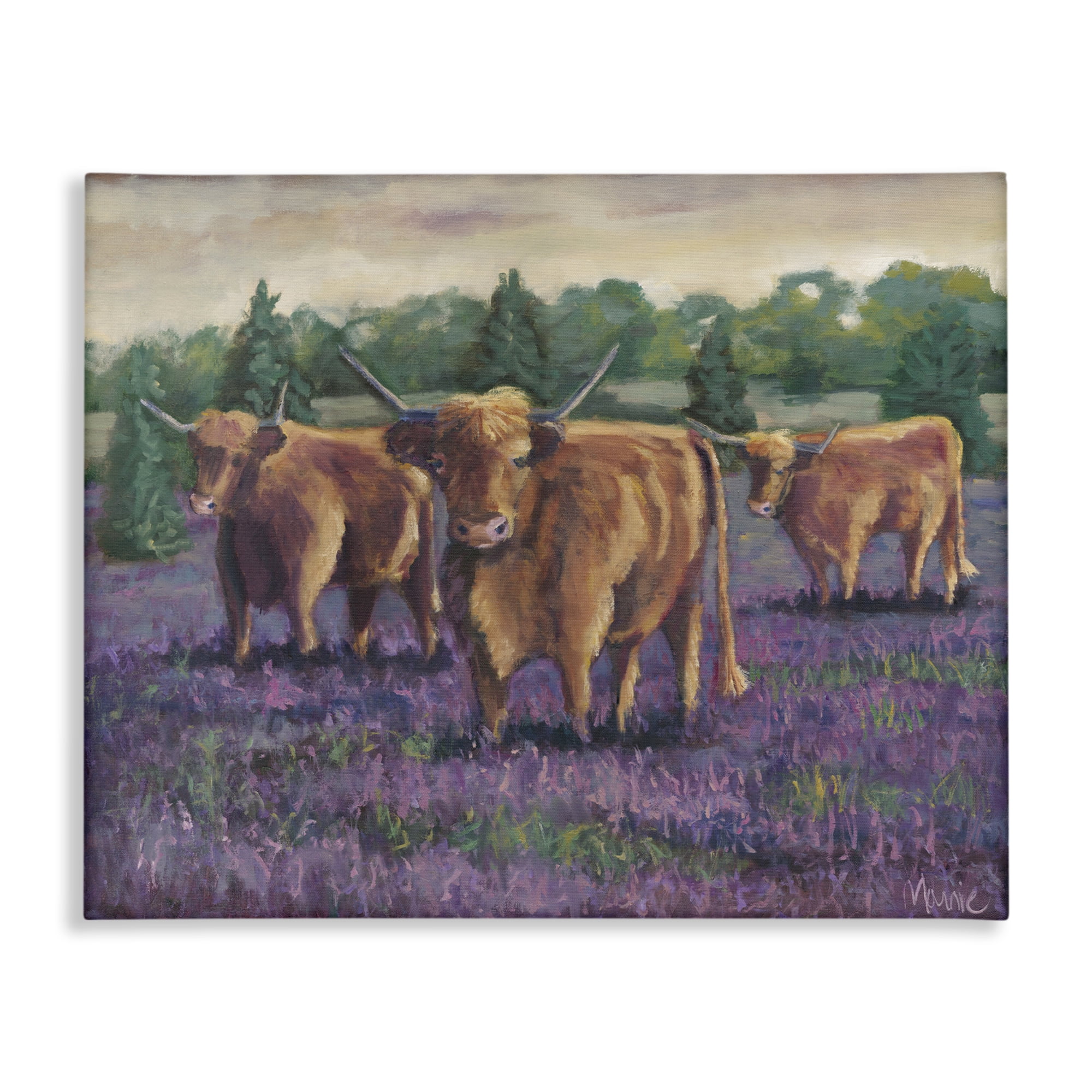 Purple Fields & Cows Canvas Wall Art, design by Marnie Bourque