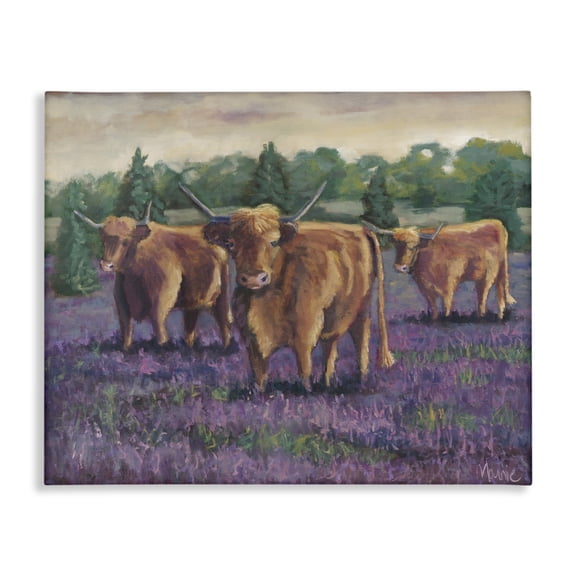 Purple Fields & Cows Canvas Wall Art, design by Marnie Bourque