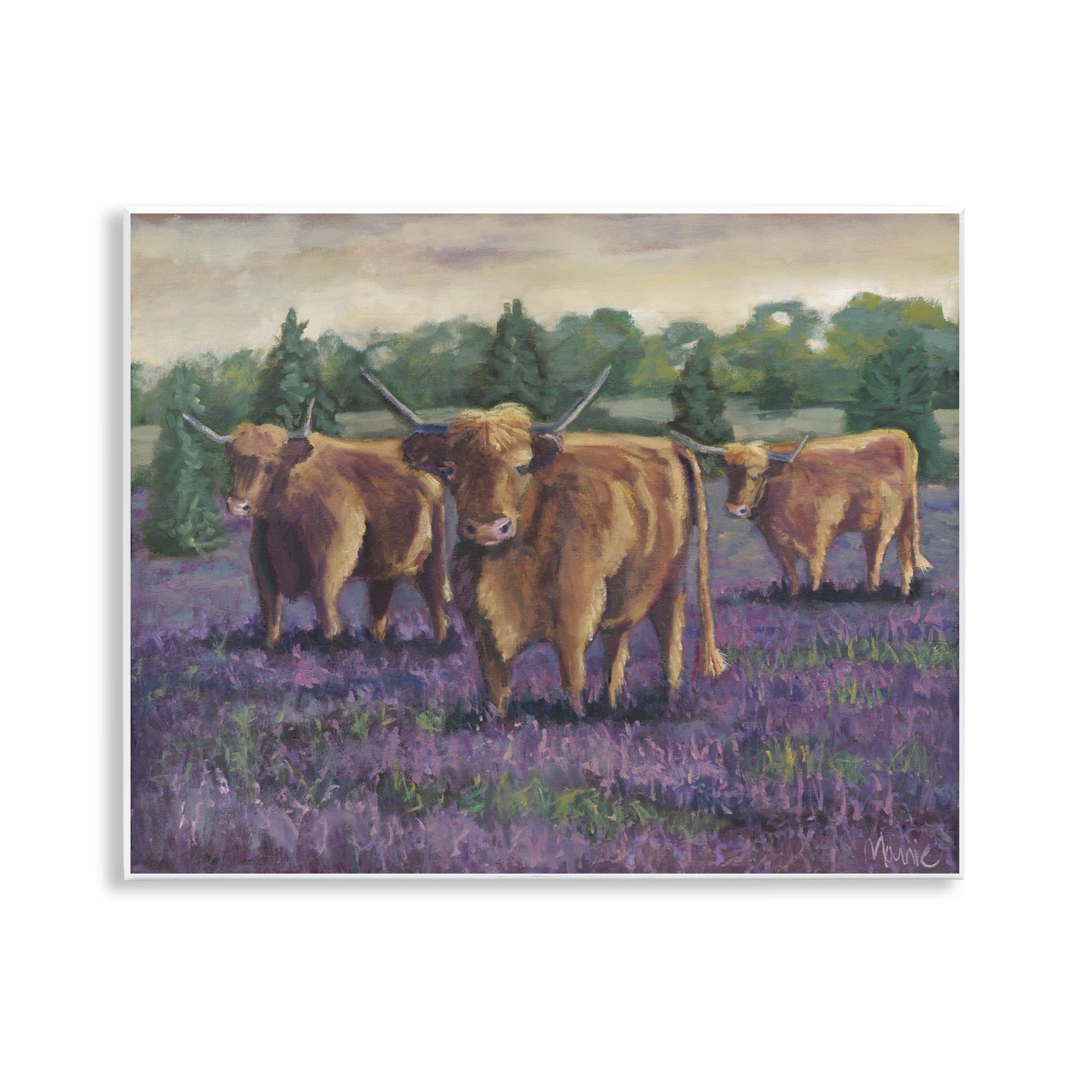 Purple Fields & Cows Wall Plaque Art, design by Marnie Bourque