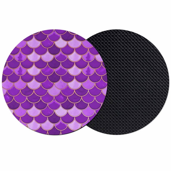 Purple Fish Scale Coasters Set of 2, Absorbent Coasters for Drinks, Modern Geometric Ombre Abstract Moroccan Coaster for Desk Coffee Table Protection, Home Decor House Warming Gifts 4"