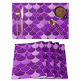 thumbnail image 1 of Purple Fish Scale Placemats Set of 6 Modern Geometric Ombre Abstract Moroccan Place Mats Indoor Wipeable Table Mats Washable Dining Table Placemats for Kitchen Holiday Party Home Decor 13x19 Inch, 1 of 9