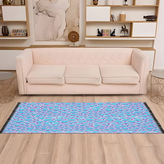 Purple Fish Scales 72x23.5" Bedroom Runner Rug, Durable and Non-Slip for Hallways and Living Rooms