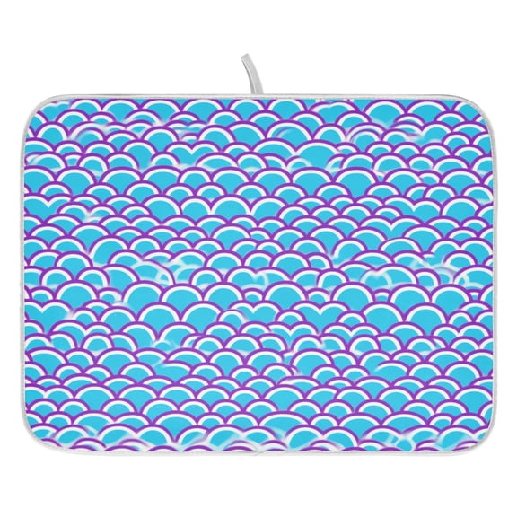 Purple Fish Scales Dish Drying Mat for Kitchen, Quick Drying Absorbent Soft Durable 16" x 18"