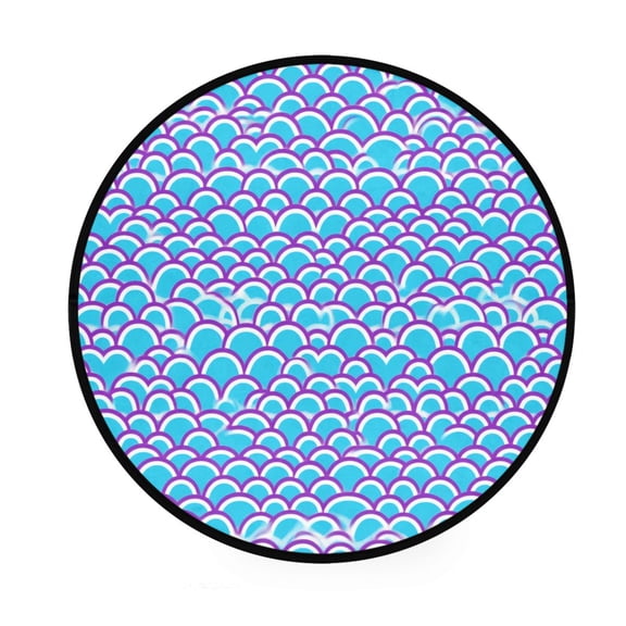 Purple Fish Scales Memory Foam Bath Mat 36" Absorbent Rug with Non Slip Base and 4 Bonus Pads