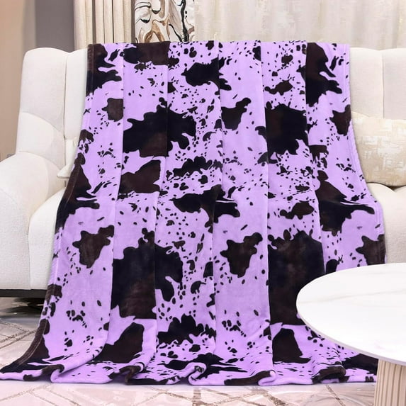 Purple Fleece Blanket Twin Size Soft Cozy Lightweight Lavender Lilac Purple Decorative Twin Blanket for Bed Couch Home Decor Sofa All Season 60"x80"