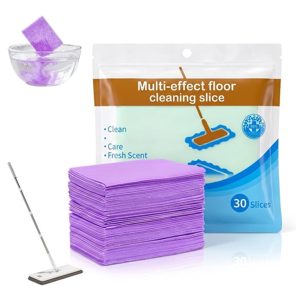 Purple Floor Cleaning Sheets 30 Pack - Concentrated Multipurpose Floor Cleaner for Wood Tile Vinyl, Dissolving Mopping Tablets No Residue, Fast Dry Streak Free - Lavender Scent