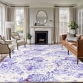 thumbnail image 1 of Purple Floral Area Rug 6x9 FT, Non Slip Living Room Throw Carpet, Hydrangeas Flower Spring Summer Botanical Washable Soft Large Floor Carpet Non-Shedding Rug for Bedroom Dining Room Play Room, 1 of 9