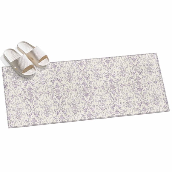 Purple Floral Area Rug, Ethnic Middle East Non-Slip Felt Rubber Backing Rectangle Indoor Carpet Washable Rugs for Living Room Bedroom 2x6ft