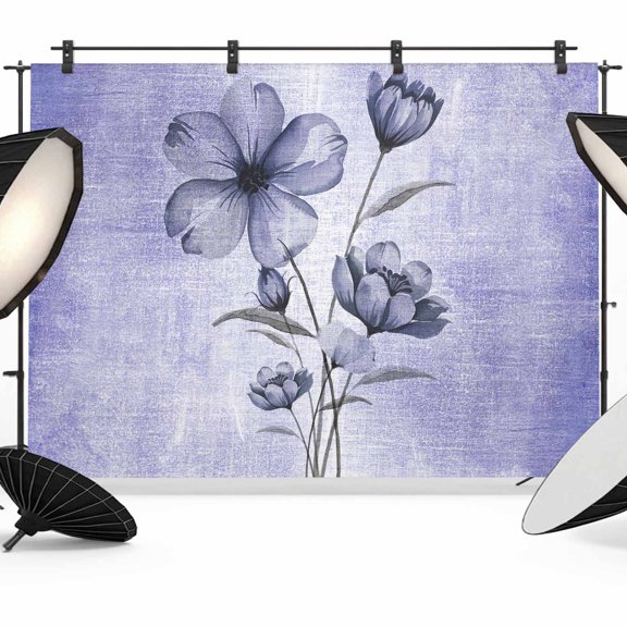 Purple Floral Backdrop for Photography,Fabric Photo Background Backdrop,Vintage Botanical Gradient Pastel Painting Photo Booth Background for Portrait Photoshoot Video Wedding Decoration Banner 7x5ft