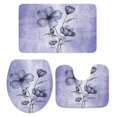 thumbnail image 1 of Purple Floral Bath Mat 3 Piece Bathroom Rug Set, Vintage Botanical Gradient Pastel Painting Non Slip Bath Rug Contour Mat and Toilet Lid Cover, Absorbent Shower Mats Soft Bath Rugs and Mats Sets, 1 of 8