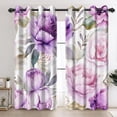 thumbnail image 1 of Purple Floral Blackout Drapes For Girls Bedroom, Peony Flowers Country Farmhouse Curtain Panels Thermal Insulated Room Darkening Curtains For Kitchen Living Dining Room 42"W x 108"L (Pack of 2), 1 of 6