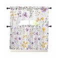 thumbnail image 1 of Purple Floral Blossom Kitchen Curtains Sets 24 Inch Length with Valance, Spring Rustic Botanical Swag Valances and Tiers Curtain Set Drapes Swag Curtains for Living Room, Bathroom, Bedroom, Cafe, 1 of 6